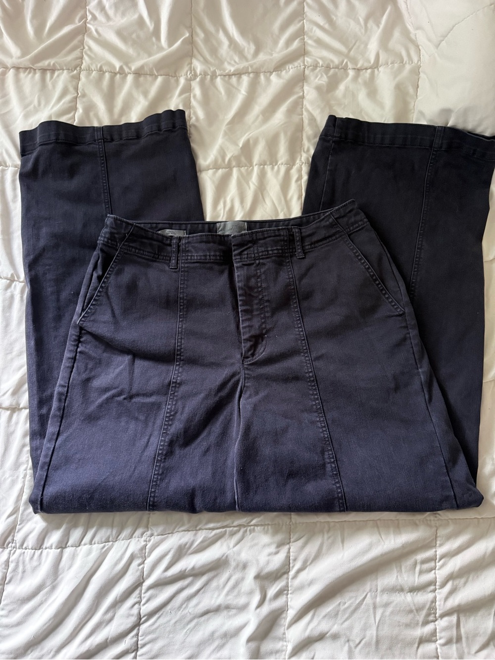 Womens Dark Navy Straight-Leg Pants